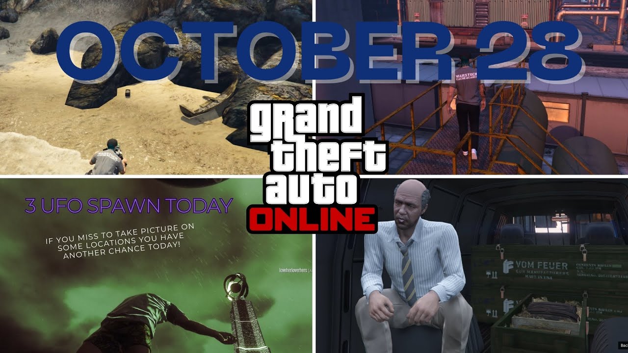 GUN VAN,U.F.O., SHIPWRECK & G'S CACHE LOCATION TODAY OCTOBER 28 IN GTA ONLINE
