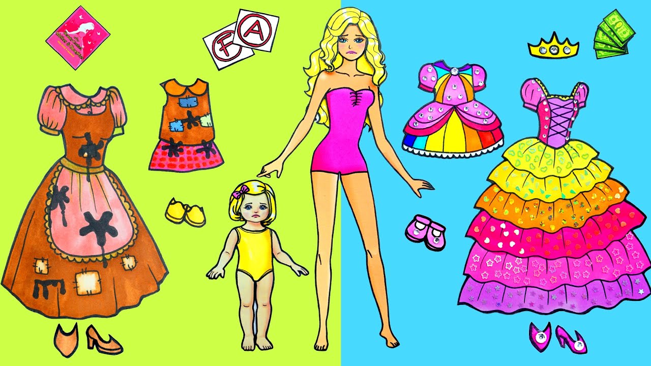 Trucos Y Manualidades Para Muñecas De Papel - Trajes Madre E Hija Ropa  Concurso De Belleza - YouTube