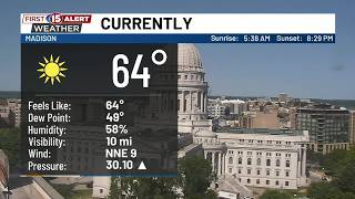 9:15 a.m. Wednesday- Dry and pleasant weather continues through the work week