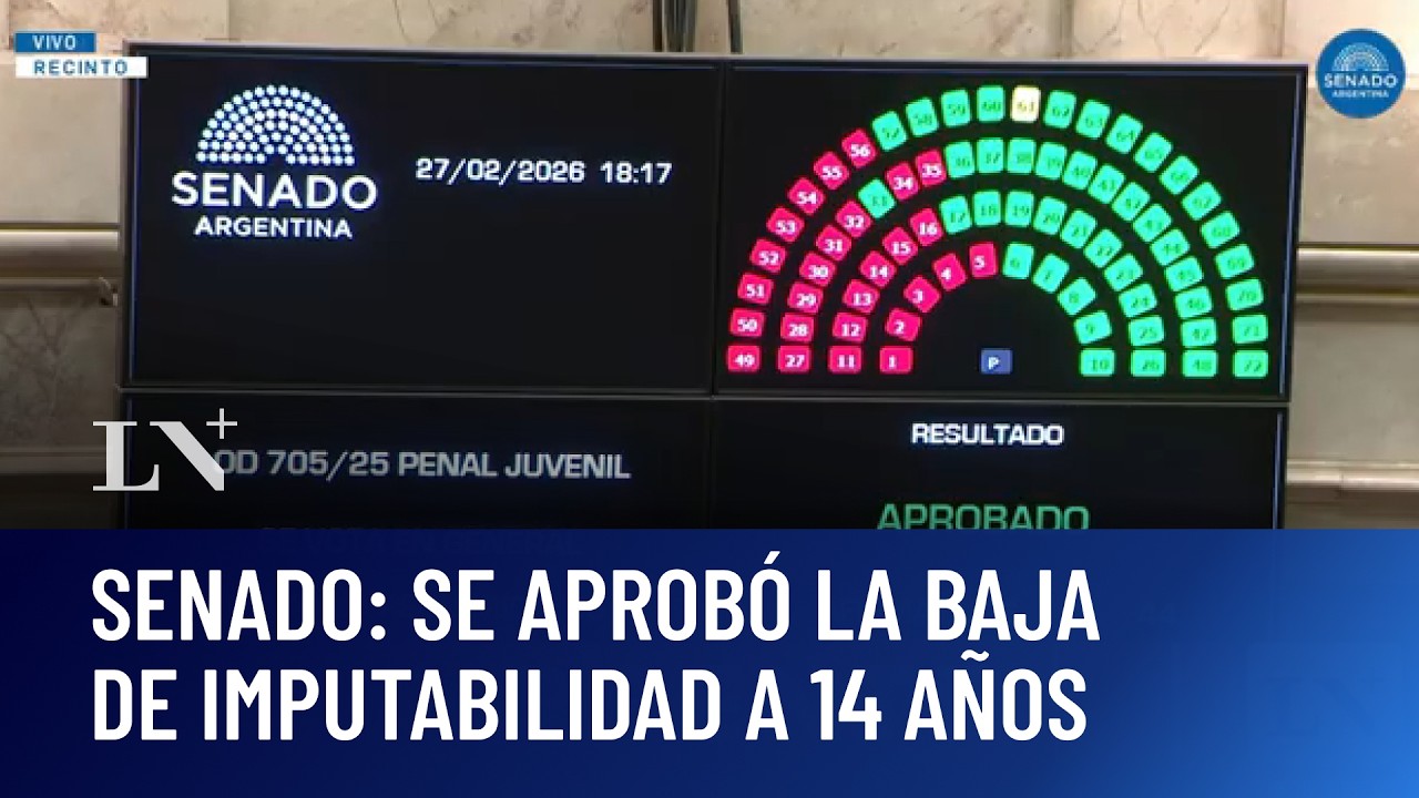 El Senado aprobó la baja de imputabilidad a 14 años: 44 votos a favor y 27 en contra