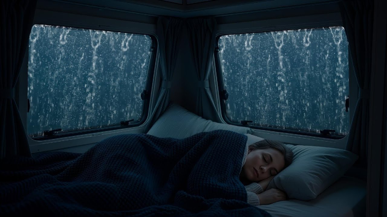 Rain and Thunder Sounds on Cozy Car | Night Thunderstorm for Sleeping and Relax