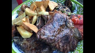 Стэйки на гриле, из телятины, мясо на углях овощами, рецепт от Рината Стэйки на гриле, из телятины, мясо на углях овощами, рецепт от Рината