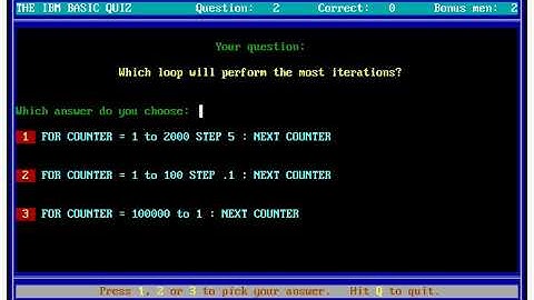 The IBM BASIC Quiz (DOS)