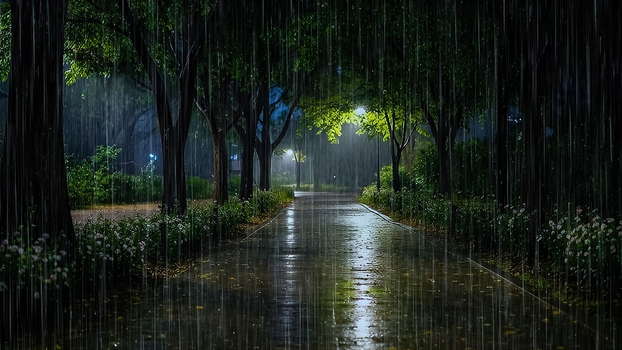 Overcome Insomnia with Soft Rain on Night Road | ASMR Rain Sounds for Sleeping