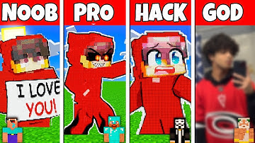 Minecraft CASH and NICO PIXEL ART BUILD CHALLENGE - NOOB vs PRO vs HACKER vs GOD