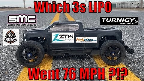 Arrma Big Rock Goes 76 MPH on 3s!!! SMC VS Turnigy. What LIPO is Faster?