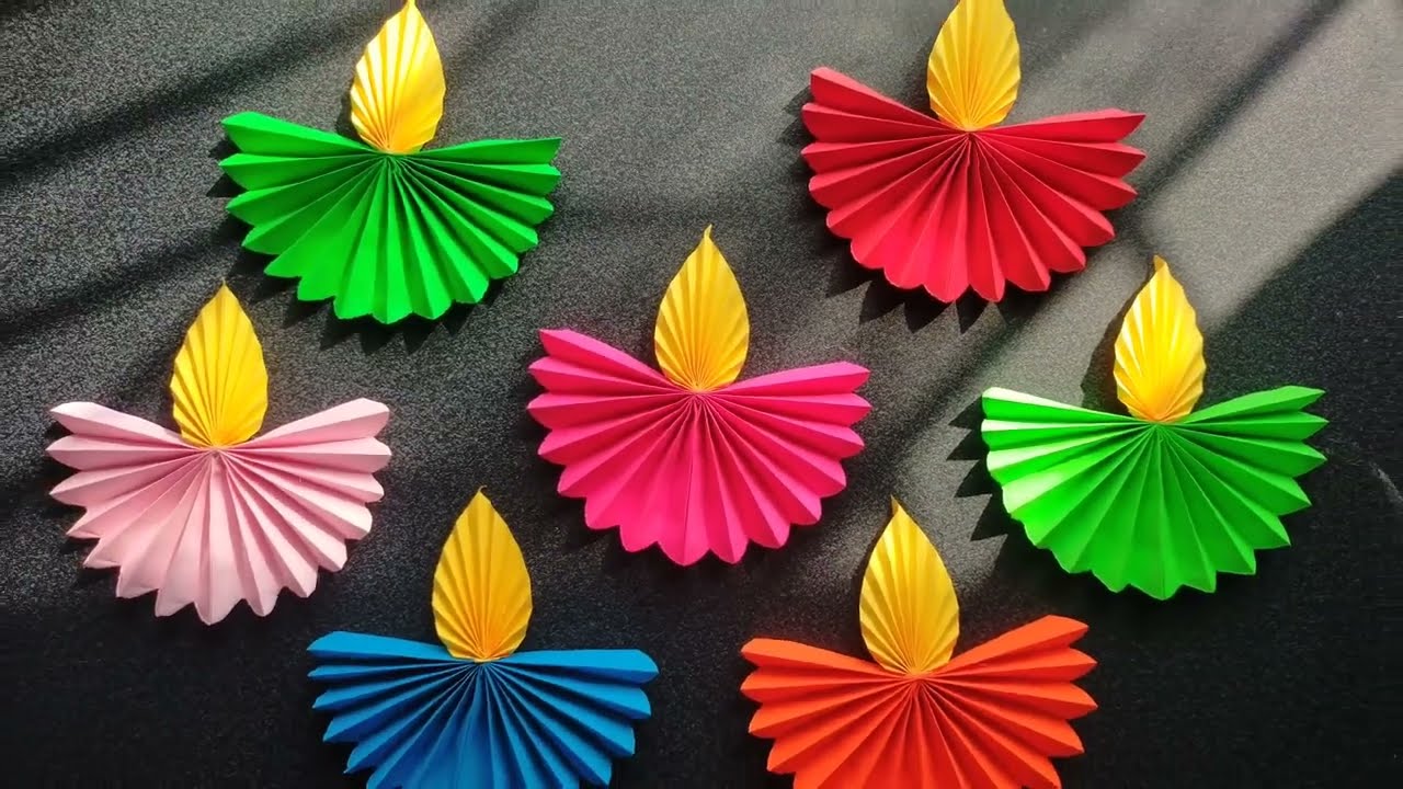 Beautiful paper diya making at home / Diwali decoration ideas / Paper