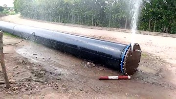 What is this.......Testing of HDPE PN6 pipe pressure rating on site before burying it. (@MyConstruction_GH)