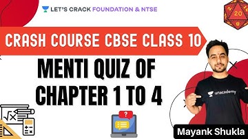 Menti Quiz of Chapter 1 to 4  | Crash Course CBSE Class 10th | NTSE & Foundation |Mayank Shukla