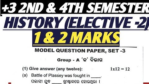 History elective 2 ||+3 2nd & 4th Semester || 1 & 2 Marks Shorts Set