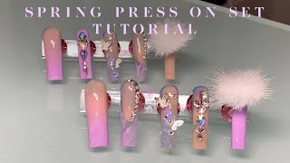 How to make Press ons| Beginner Friendly| Spring Press on set| NEW XXL Full cover tips