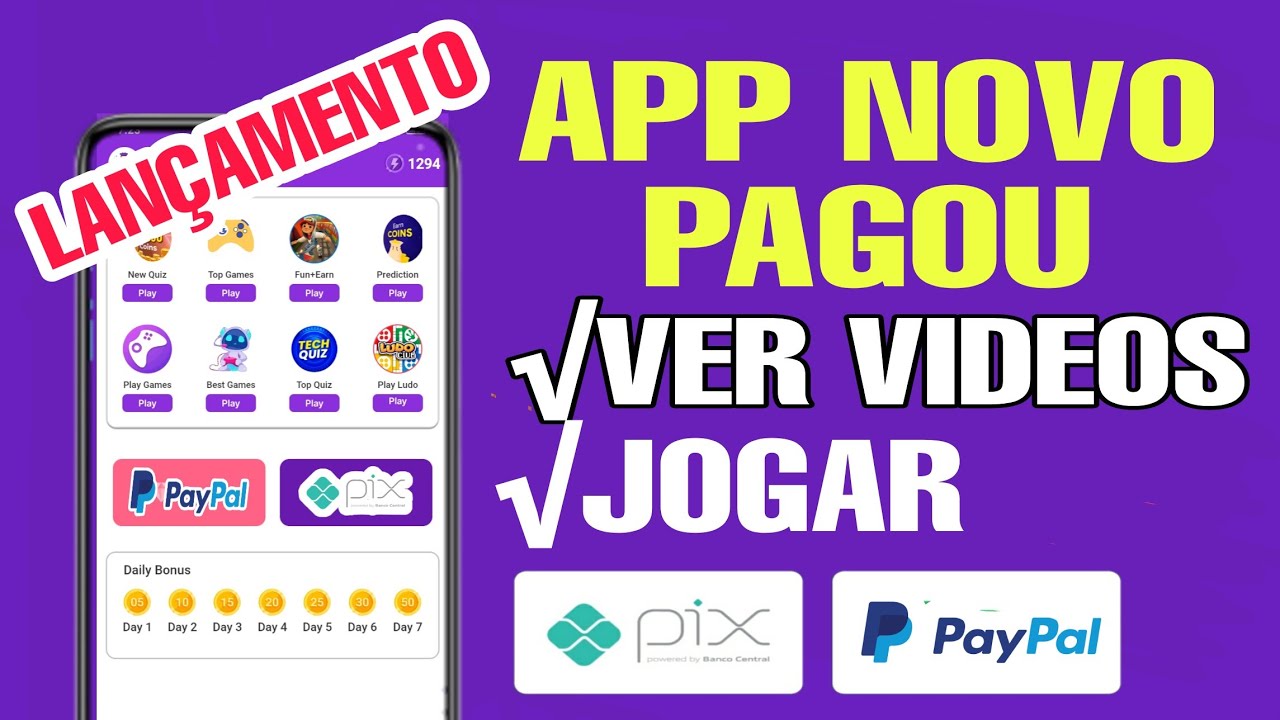 App PAGA no PIX e PAYPAL Para Ver VIDEOS e JOGAR√ Prova de Pagamento