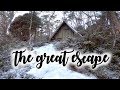 Hiking through snow to solitary hut walls of jerusalem