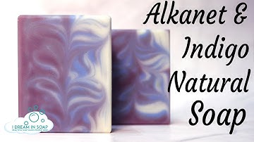 How to make Natural Lavender, alkanet, and indigo cold process soap. Taiwan swirl variation