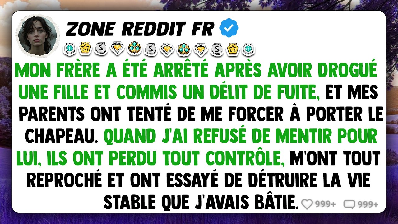 Mon frère a été arrêté après avoir drogué une fille et commis un délit de fuite, et mes parents ont