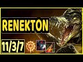 RENEKTON VS TEEMO - 11/3/7 KDA TOP GAMEPLAY DIAMOND II
