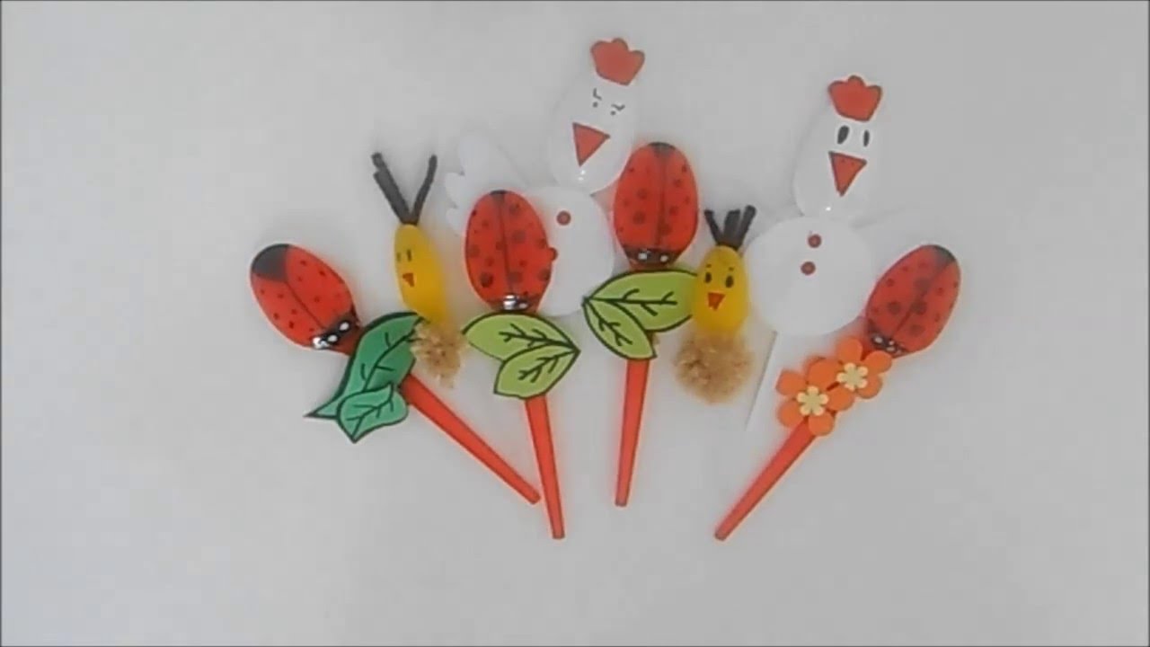 Lavoretti Di Natale Con Cucchiai Di Legno.Pasqua Coccinelle Gallinelle E Pulcini Con Cucchiai Di Plastica Youtube