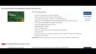 "First Progress Platinum Prestige MasterCard : Build Credit & Earn 1% Cash Back Rewards!"