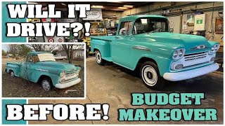 ABANDONED 1958 Apache gets CHEAP makeover. WILL IT DRIVE?!