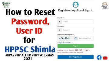 How to Reset Password User id HPPSC Himachal Pradesh Public Service Commission Shimla