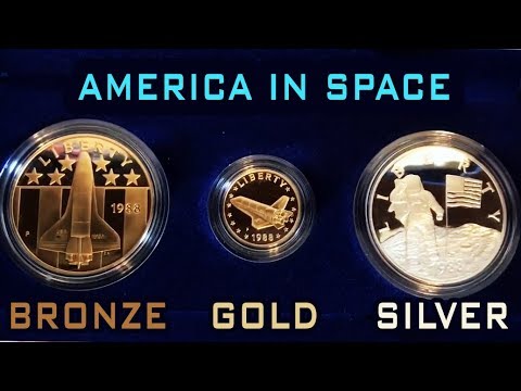 1988 America In Space Gold Silver u0026 Bronze Medal Set!