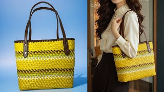 💛DIY No Space Tote Bag,Sunny Aesthetic & Relaxing Summer Vibes, Calming Handmade Plastic Wire Bag