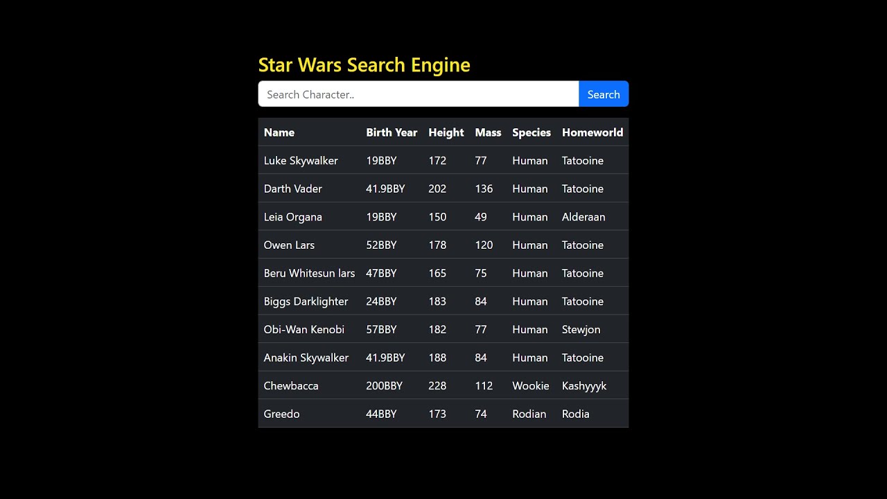 React.js Star Wars Search: RESTful API Tutorial 2023 - YouTube