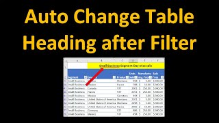 Get value from the first visible cell in filtered range | auto change table heading after filter