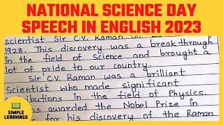 Speech On National Science Day in English 2023 | National Science Day Speech 2023