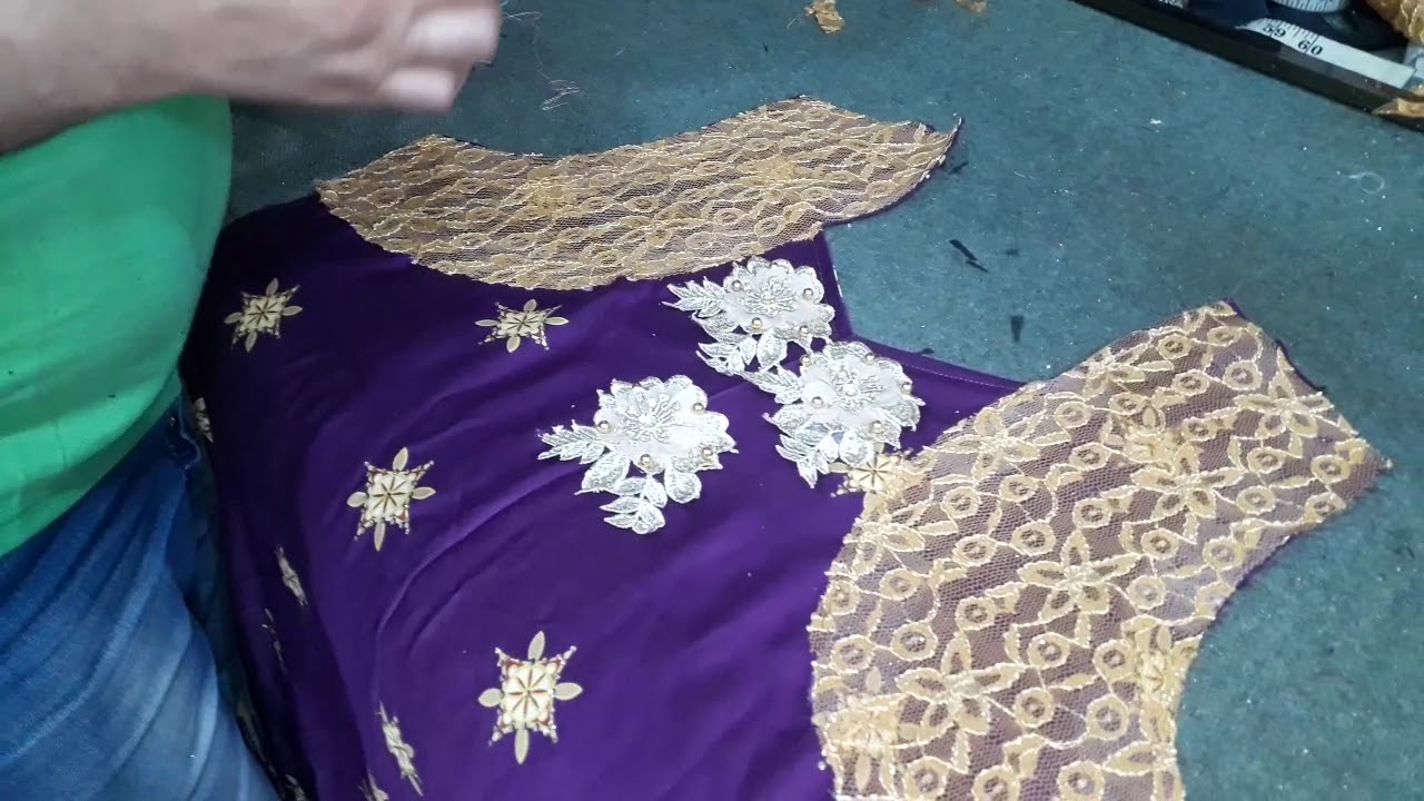 خياطه قطعه كشمير مشجر حاشية تطعيم كيبور الصدر مع إضافة  ورد ثري دي أو فايت كاظم الشامي سوق الاولى