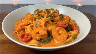 باستا الجمبري الحارة ? ||طريقة سهلة في البيت|| Delicious spicy shrimp pasta? so yummy