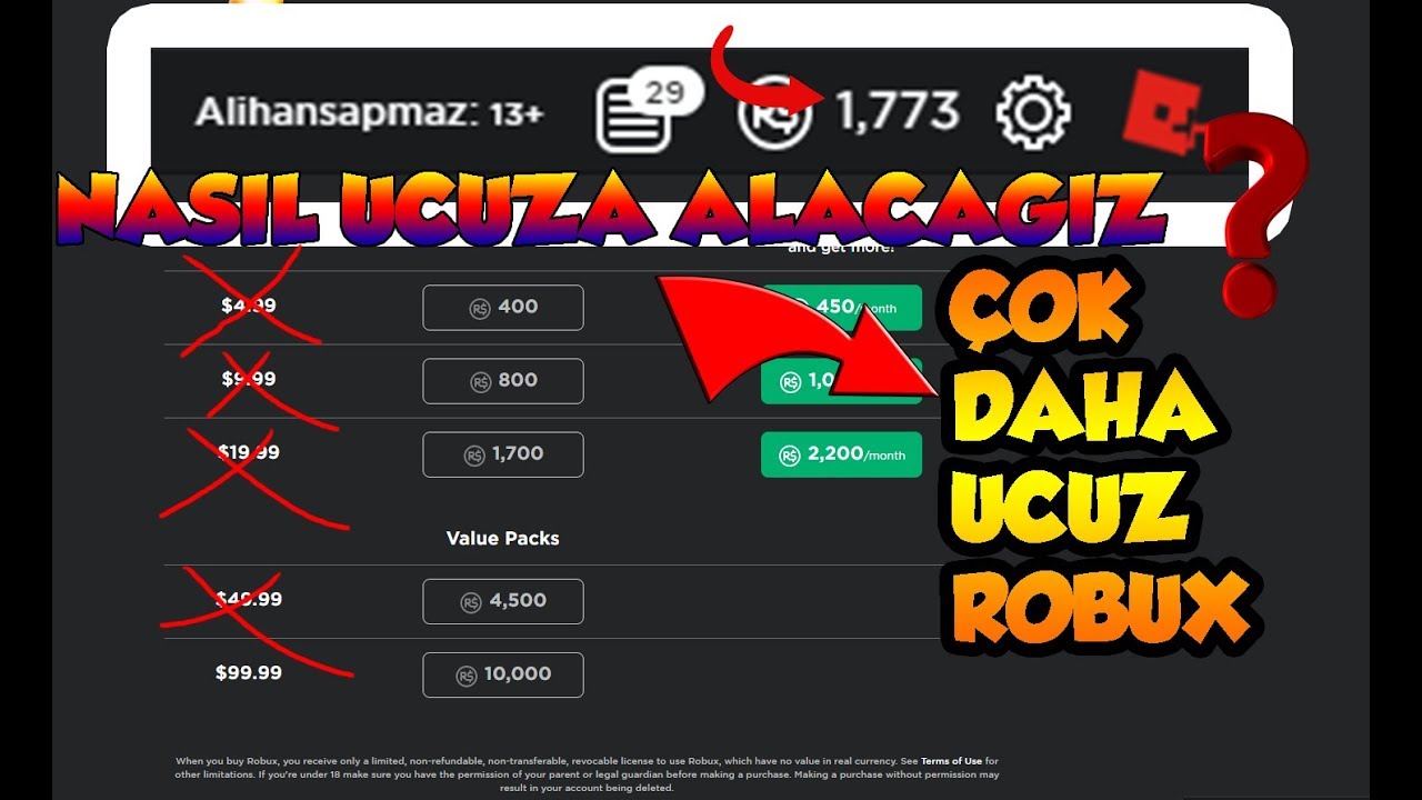 Roblox 1700 Robux Fiyatları