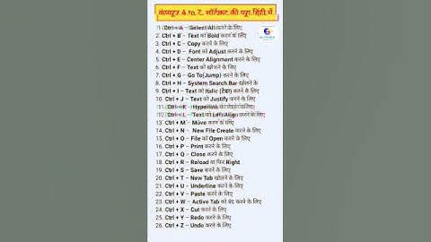कंप्यूटर A To Z शॉर्टकट पूरा हिंदी में | Computer A To Z shortcuts in hindi #gk #cpct #shortcuts