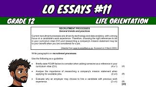 LO Essays #11 | Grade 12 LO