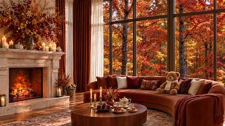 Mellow Lounge Jazz with Smooth Saxophone & Cozy Fireplace Sounds 🍂