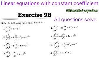 Linear equations with constant coefficient Exercise 9B Lalji Prasad solution Differential equations