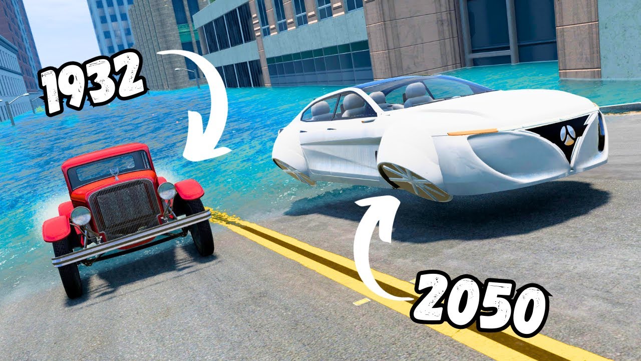 Old Cars VS New Cars, Which can Escape a Flood? - YouTube