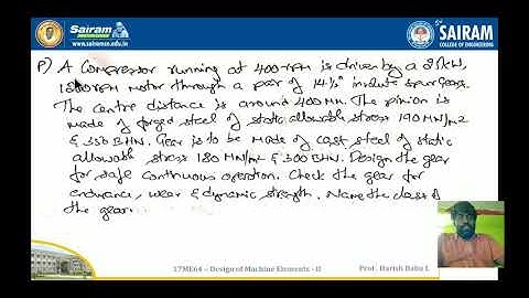 Lecture video_17ME64_Module 3_ Problems on Gears_ Harish Babu L