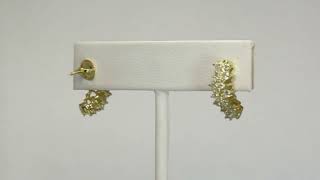 Diamond Scallop Drop Earrings 1.35CT 14K YG 5/8” Long - 32142