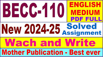 BECC 110 solved assignment 2024-25 in English || becc 110 solved assignment 2025 || becc110 2024-25