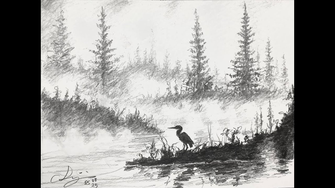 25 08 2025 Graphite pencils Gray scale Landscape 2