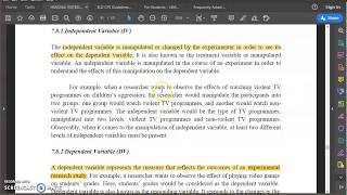 Writing Skills -  903 -  Chapter 7.8 - Independent, Dependent, Control, Extraneous Variables