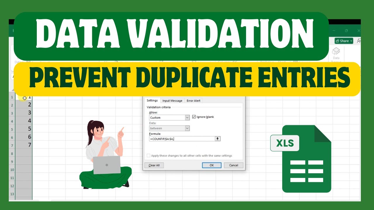 How To Prevent Duplicate Entries In Excel Using Data Validation - YouTube