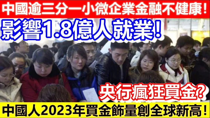 🔴中國逾三分一小微企業金融不健康！影響1.8億人就業！中國人2023年買金飾量創全球新高！央行瘋狂買金？｜CC字幕｜Podcast｜日更頻道 #黃金 #央行 #金融 #就業 - 天天要聞