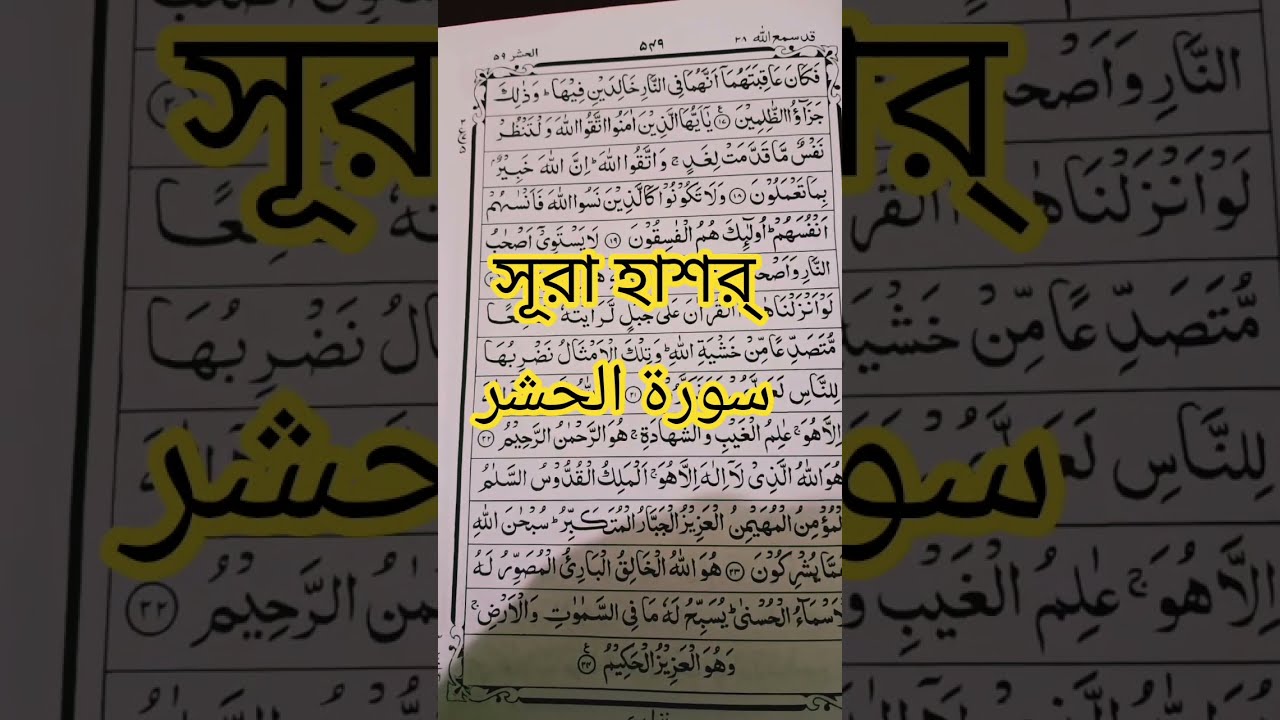 سورة الحشر  ثلاث أخر أيات, সূরা হাশর, Sura hasar #lifeisbutadream #unfrez #whowillbemylifepartnert
