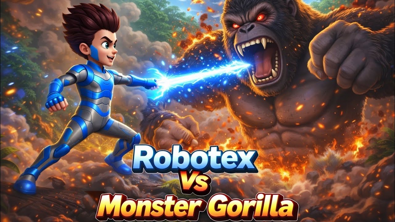 Robotex vs Monster Gorilla | Super Robot Action Cartoon Ultimate Jungle Battle! 🦍⚡