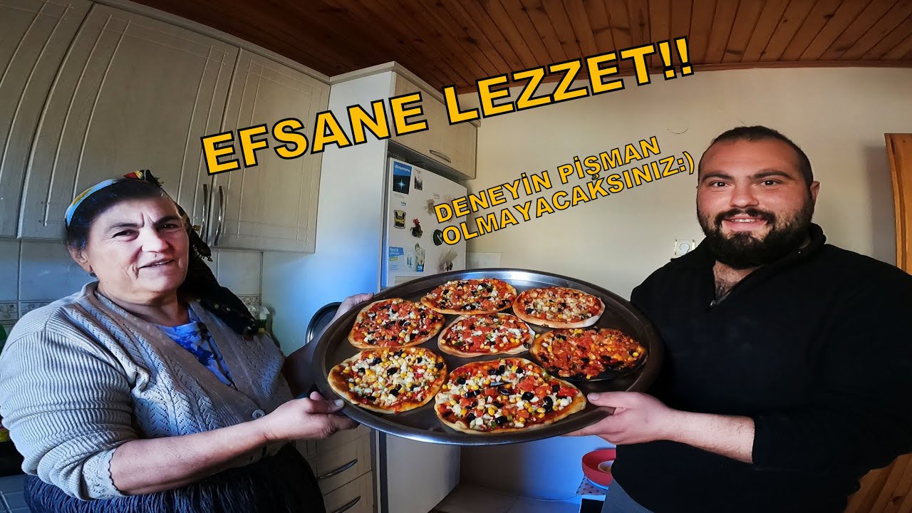 SOBADA KÖY USULÜ PİZZA!!! PRATİK YEMEK TARİFİ,KUZİNELİ SOBADA ENFES LEZZET,DIŞARDAN SIPARİŞE SON