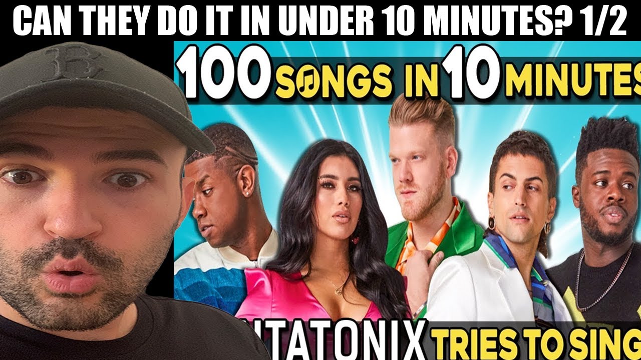 Pentatonix - Tries To Sing 100 Songs In 10 Minutes Challenge (First Reaction) 1/2