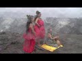 Religious ceremony front of the active volcano mauna loa hawaii