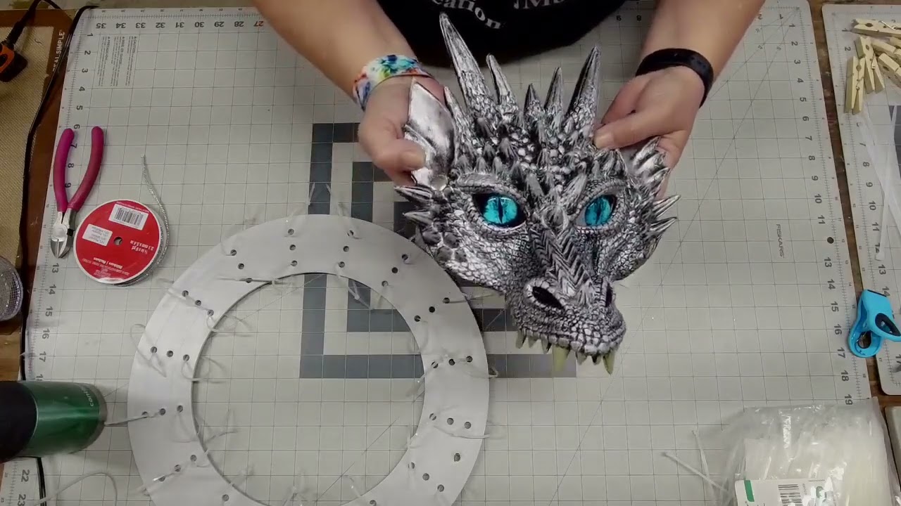 How to Make an Ice Blue and Silver Dragon Wreath